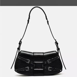 Classic Black Leather Shoulder Bag